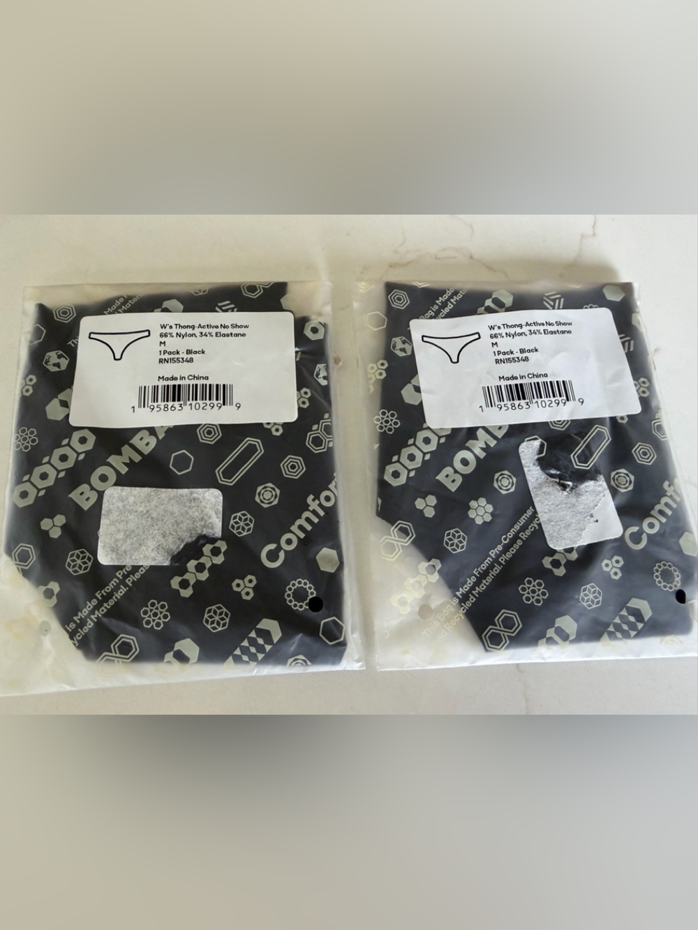 NWT Bombas Women's Black No-Show Thongs Active - 2 Pack - Medium